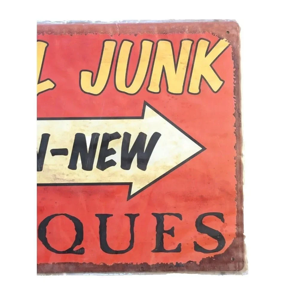 Useful Junk Old-N-New Antiques Retro Tin Sign 10 x 16-in Rustic Vintage Style